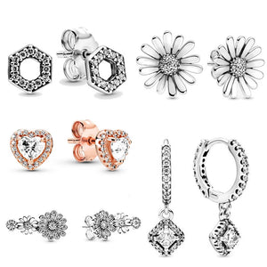 Sterling Silver Pink Daisy Flower Earrings