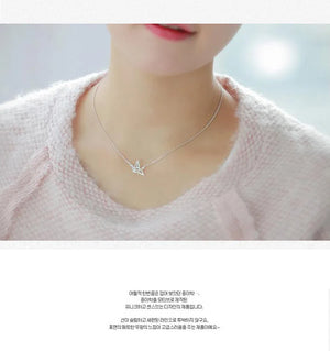 925 Silver Paper Crane Necklace Pendant Gift for Women
