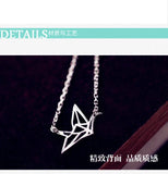 925 Silver Paper Crane Necklace Pendant Gift for Women
