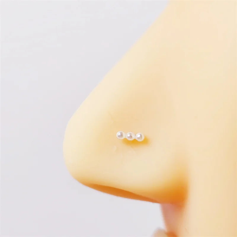 925 Silver Pearl Nose Stud 24G 20pcs Pack