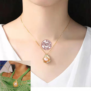 925 Silver Pendant Necklace Freshwater Pearl 18K Plating Women Jewelry
