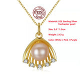 925 Silver Pendant Necklace Freshwater Pearl 18K Plating Women Jewelry