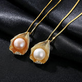 925 Silver Pendant Necklace Freshwater Pearl 18K Plating Women Jewelry
