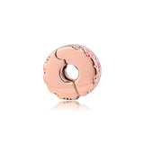 925 Silver Plated Pink Fan Spacer Clip Charms for Bracelet Making