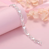 925 Silver Heart Bracelet Women Lady Wedding Party Jewelry