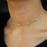 925 Sterling Silver CZ Flower Charm Necklace Pendant