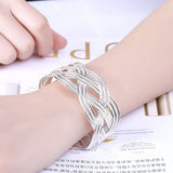 925 Sterling Silver Wide Weave Cuff Bangle Set
