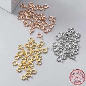 925 Sterling Silver Round Claw Spring Clasp Lobster Hooks for DIY Jewelry Making