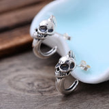 925 Silver Skull Stud Mens Biker Earrings A2038