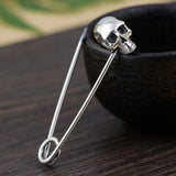 925 Sterling Silver skull brooch charm pendant A61