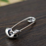 925 Sterling Silver skull brooch charm pendant A61