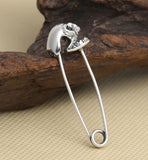 925 Sterling Silver skull pendant Brooch pin charm DIY jewelry