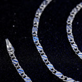 925 Silver 2MM Flat Clavicle Chains Necklace 40-75cm