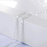 925 Silver 2MM Flat Clavicle Chains Necklace 40-75cm
