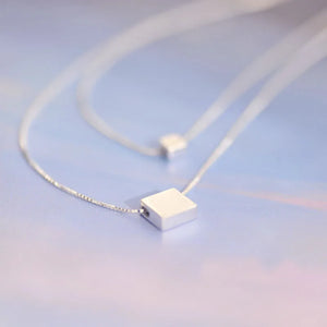 925 Silver Square Double Necklaces For Women