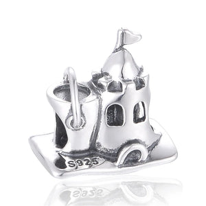 925 Silver Beach Castle Charm Bead for Bracelet Necklace