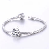 925 Silver Beach Castle Charm Bead for Bracelet Necklace