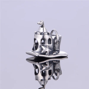 925 Silver Beach Castle Charm Bead for Bracelet Necklace