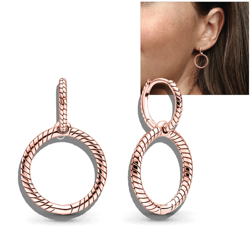 925 Sterling Silver Double Circle Heart Earrings for Girls