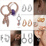 925 Sterling Silver Double Circle Heart Earrings