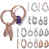 925 Silver Double Circle Earrings with Heart Shape Charm