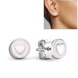925 Silver Double Circle Earrings with Heart Shape Charm