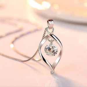 925 Silver CZ Stone Pendant Necklace with Chain
