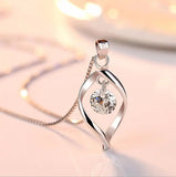 925 Silver CZ Stone Pendant Necklace with Chain