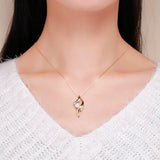 925 Silver Yellow Ribbon CZ Pendant Necklace Women Jewelry