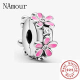 925 Silver Daisy Clip Charm Bracelet Jewelry