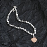 925 Silver 4mm Round Bead Love Bracelet Light Jewelry