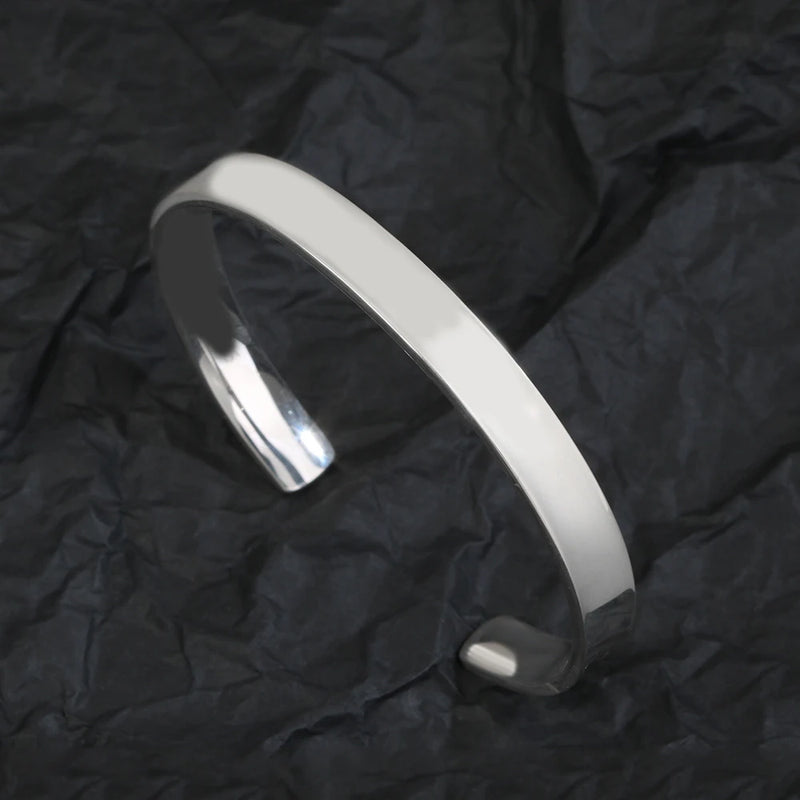 925 Silver Woman Opening Bangle Letter Ring Jewelry