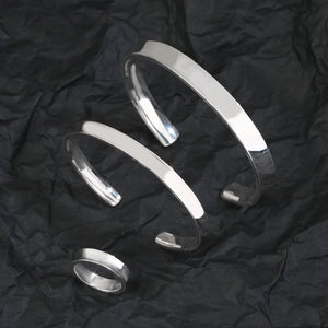 925 Silver Woman Opening Bangle Letter Ring Jewelry