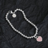925 Sterling Silver Round Bead Love Bracelet