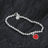 925 Sterling Silver Round Bead Love Bracelet