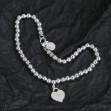 925 Sterling Silver Round Bead Love Bracelet