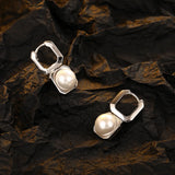 925 Silver Pearls Hoop Earring for Women Geometry Ear Buckle