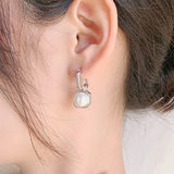 925 Silver Pearls Hoop Earring for Women Geometry Ear Buckle
