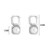925 Silver Pearls Hoop Earring for Women Geometry Ear Buckle