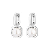 925 Silver Pearls Hoop Earring for Women Geometry Ear Buckle