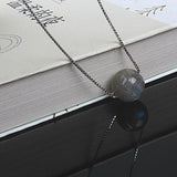 925 Silver Female Chain Necklace Moonlight Labradorite Pendant