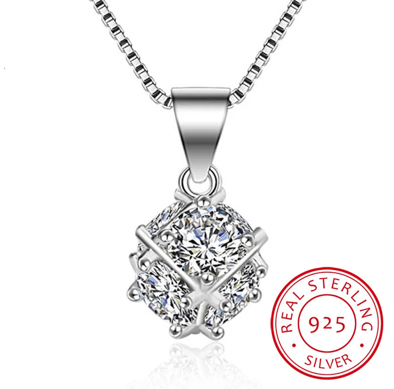 925 Sterling Silver Zirconia Pendant Necklace for Women