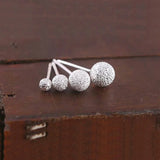 925 Sterling Silver Frosted Ball Stud Earrings for Women