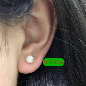 925 Sterling Silver Frosted Ball Stud Earrings for Women