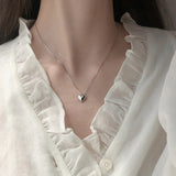 925 Silver Love Necklace Heart Box Chain Female Niche Clavicle Jewelry