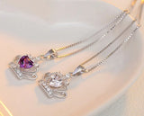 925 Silver Queen Princess Crown Heart Pendant Necklace