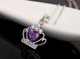 925 Silver Crown Heart Pendant Necklace for Women