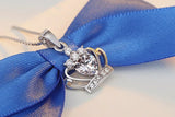 925 Silver Crown Heart Pendant Necklace for Women