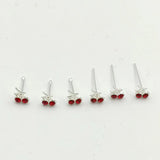925 Silver Nose Stud with Cherry Gems Nose Piercing Body Jewelry 20pcs/pack
