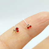 925 Silver Nose Stud with Cherry Gems Nose Piercing Body Jewelry 20pcs/pack